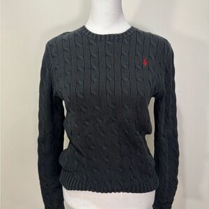 Ralph Lauren Women's Dark Gray Cable Knit Sweater
